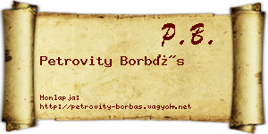 Petrovity Borbás névjegykártya